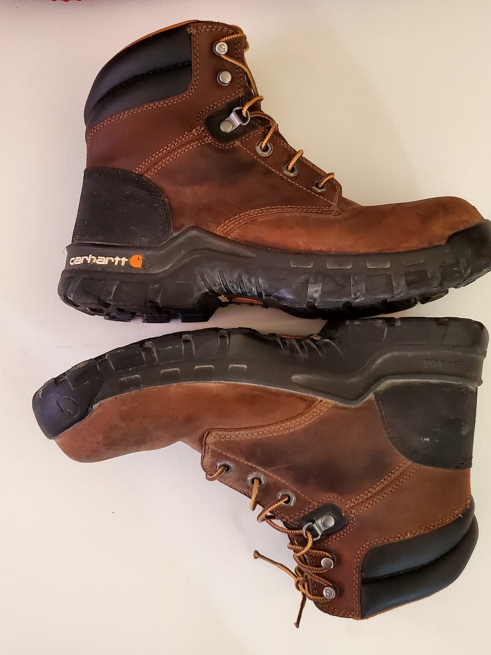 Carhartt Mens Brown Leather Work Boots Steel Toe 6" CMF6366  10M